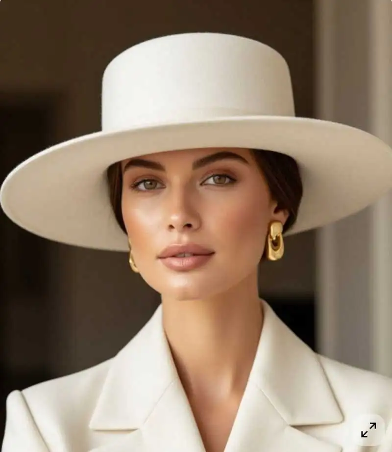 Flat-top French felt hat Autumn and winter felt hats Letter accessories women's wide-brimmed hat sombrero fedora bonnet femme