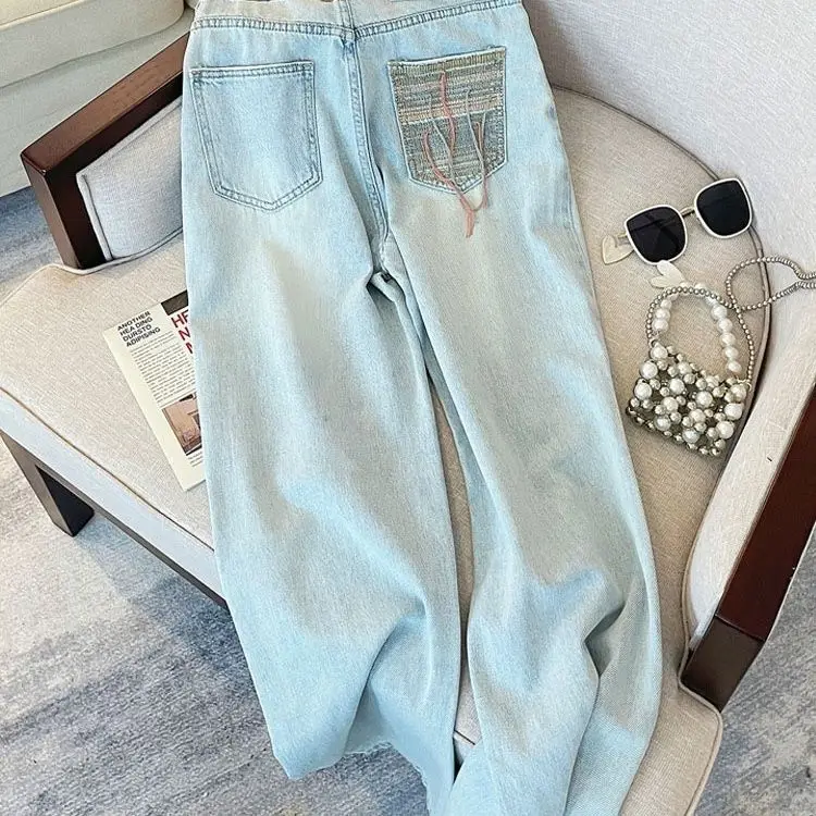 Jeans donna estate 2023 New American High Street pantaloni larghi Slim pantaloni Cargo al ginocchio unici abbigliamento uomo