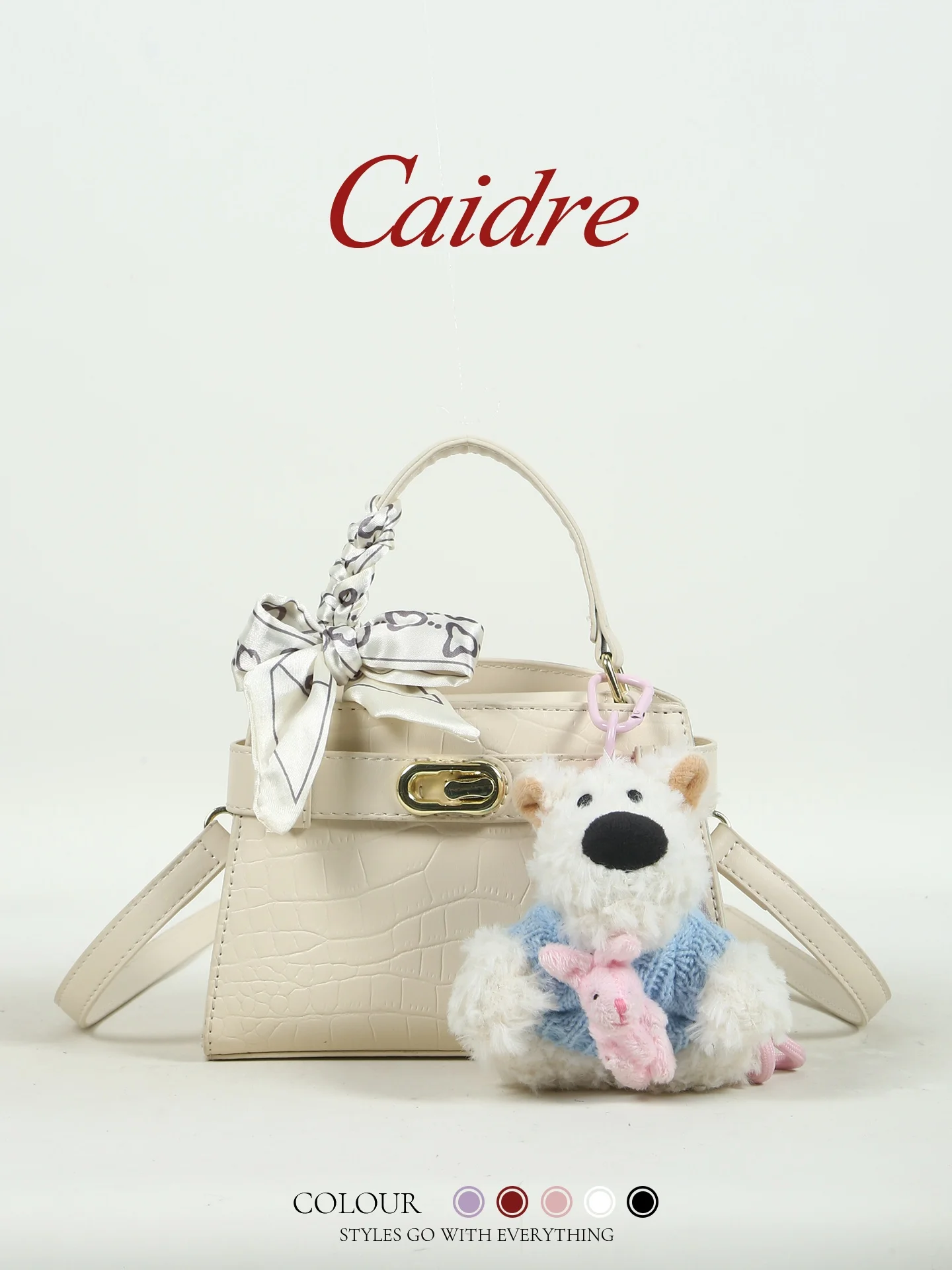 

Caidre Fashionable Korean Style Handbag Birthday Gift for Women Small Square Shoulder Bag Casual Lock Buckle Closure PU Leather