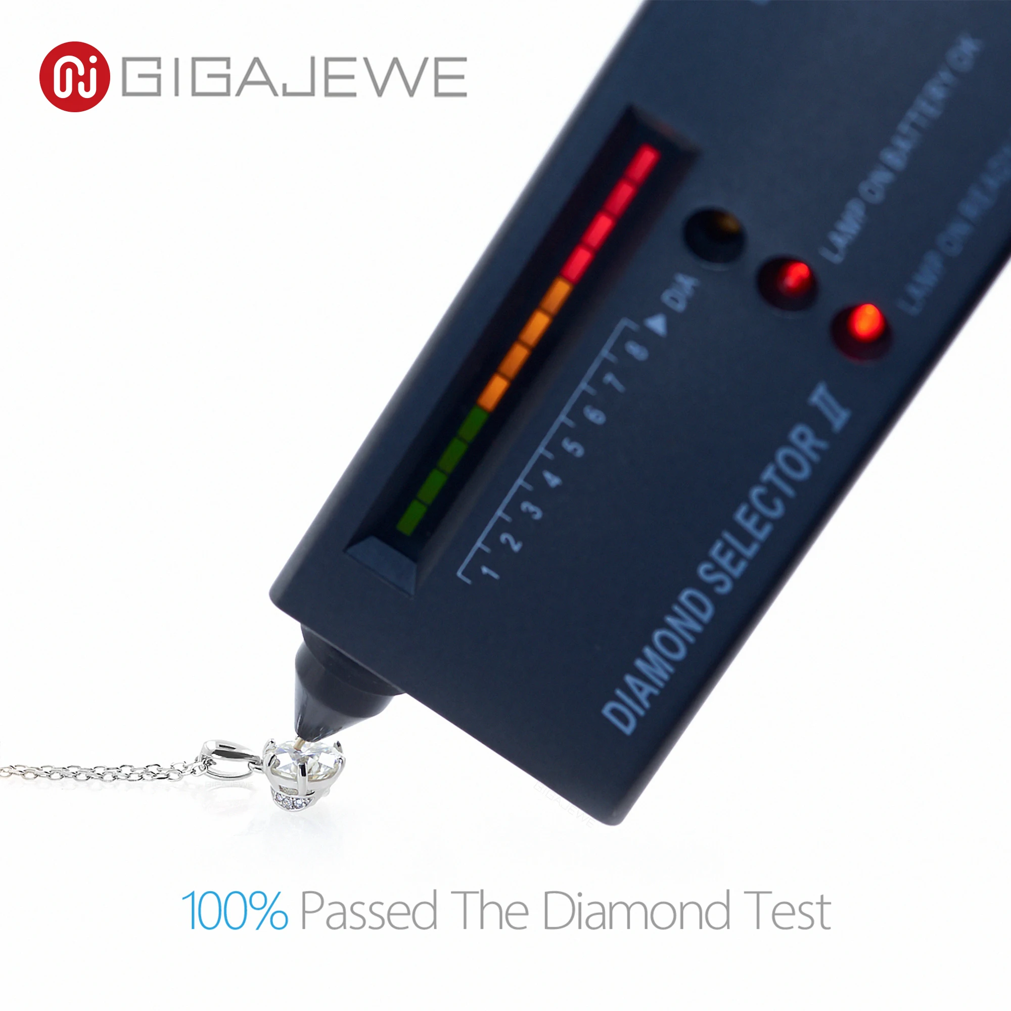 GIGAJEWE  2.0ct 8mm D Color Round 18K White Gold Plated 925 Silver Moissanite Pendant Necklace Diamond Test Passed Woman Gift