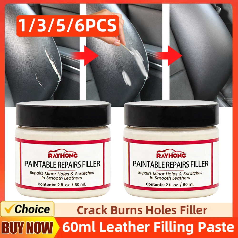 1-6 PCS 60ml Leather Filling Paste Compound Leather Restoration Cream Car Leather Conditioner Cleaner Auto Leather Repair Cream