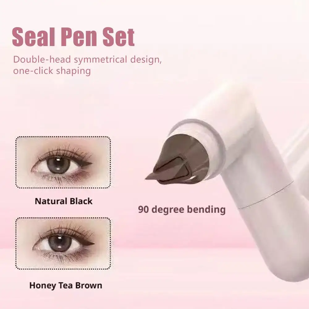 Geïntegreerde eyeliner-stempel Symmetrische nauwkeurige omtrekzegel Blijvende waterdichte vloeibare eyeliner-pen Verlengde oogstaartmake-up