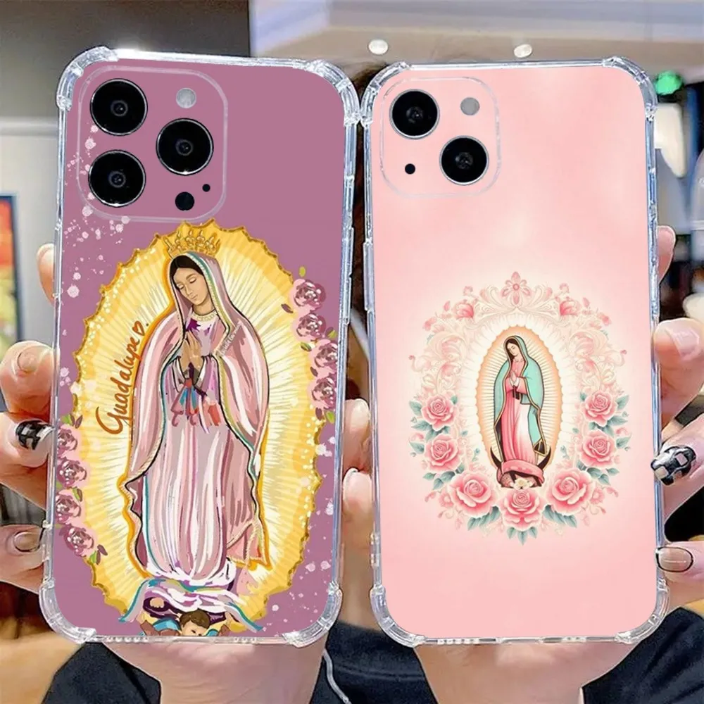 Nuestra Senora de Guadalupe Phone Case For iPhone 15,14,13,12,11 Plus,Pro,Max,XR,XS,X,7,8 Plus,SE,Mini Transparent Silicone Soft