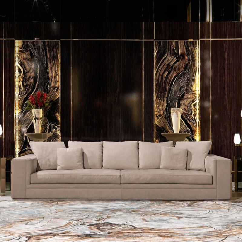 Wyj High-End Living Room American Frosted Faux Leather Custom Hong Kong-Style Post-Modern Leather Sofa