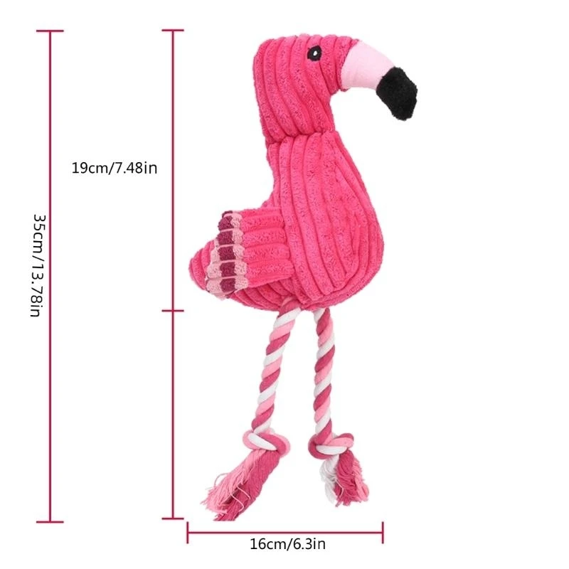 Flamingo Plush Small Large Dogs Squeak Toy Cotton Rope Resistant Puppy