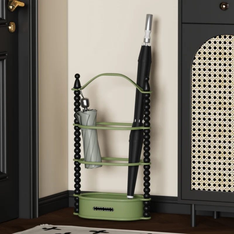 

Vintage Hollow Iron Umbrella Stand, Entryway Rain Storage Rack, Long Handle Umbrella Organizer for Home or Lobby