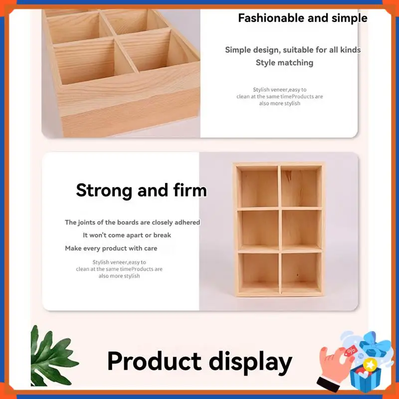 Compact Six-Compartment Wooden Desktop Organizer For Efficient Stationery Storage In Office And Kindergarten