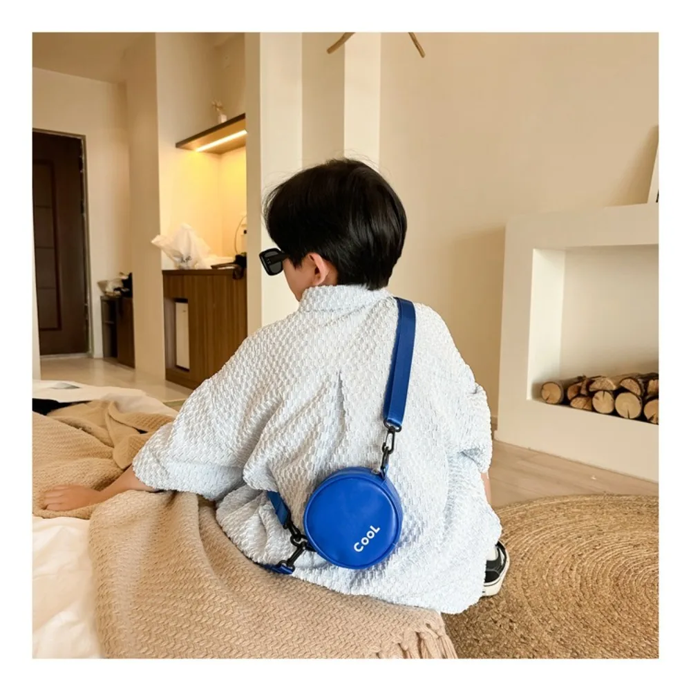 High Quality Round Children Shoulder Bag PU Leather Durable Children Coin Mini Children Crossbody Bags