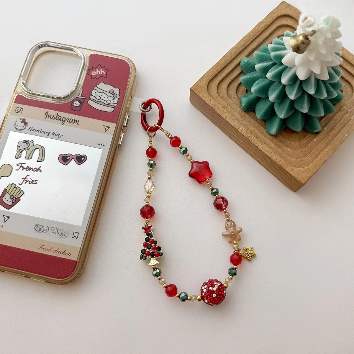 الفاخرة عيد الميلاد سبيكة كريستال ستار الخرز حقيبة قلادة الزنجبيل رجل هدية شجرة عيد الميلاد الهاتف المحمول المفاتيح كريستال الحبل