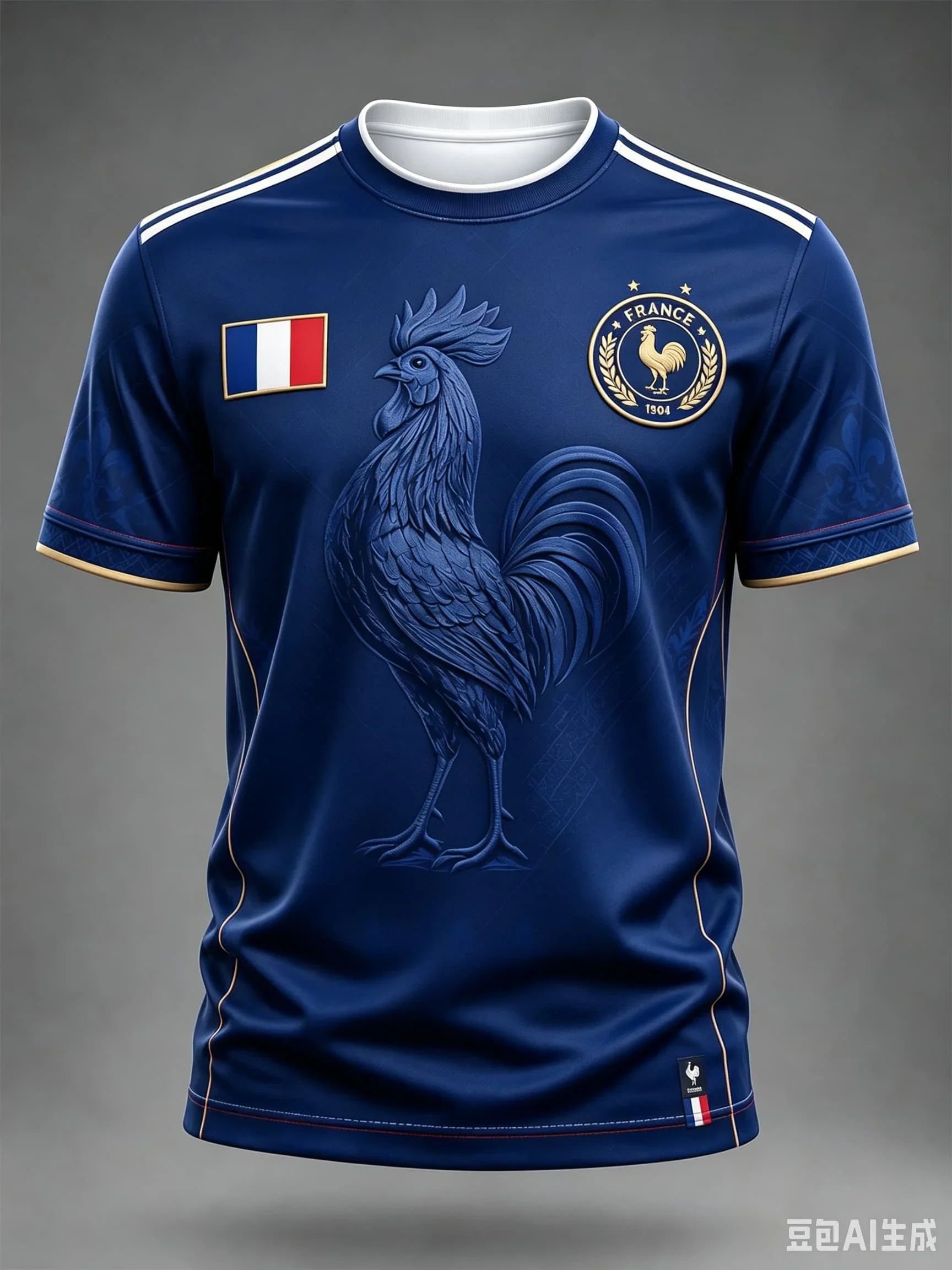 Neues Herren 3D Frankreich Hahn T-Shirt, Bedrucktes Kurzarm-Fußballtrikot der französischen Nationalmannschaft, Sommer Casual Flaggen-Streetwear-Oberteil – Detail 6