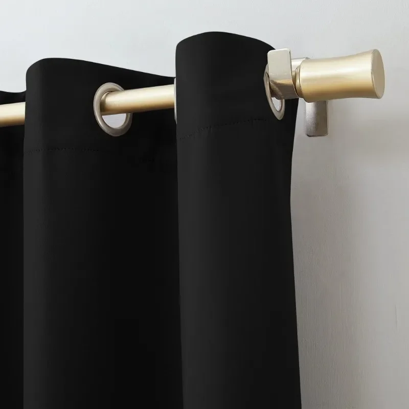 

Home.NEW 1-Piece Blackout Energy Efficient Grommet Single Curtain Panel, 40"x84", Black