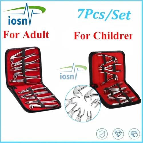 Imagen 1 del producto Pinzas dentales, Kit de alicates de extracción de dientes, 7 Uds. Para niños y 10 Uds. Para herramientas dentales de ortodoncia de acero inoxidable para adultos