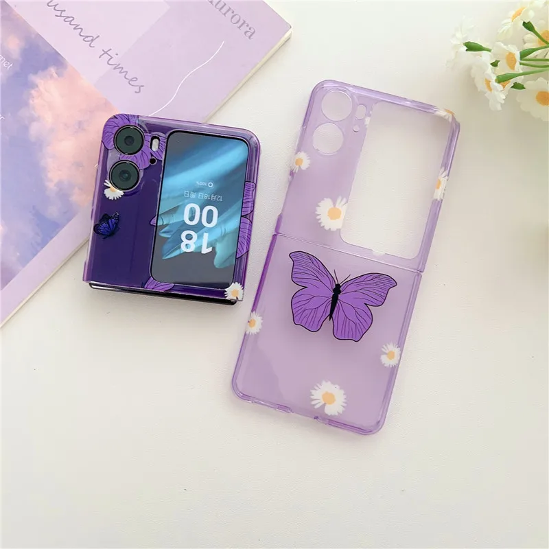 

Purple Butterfly Pattern Phone Case For OPPO Find N2 Flip Protective Cover