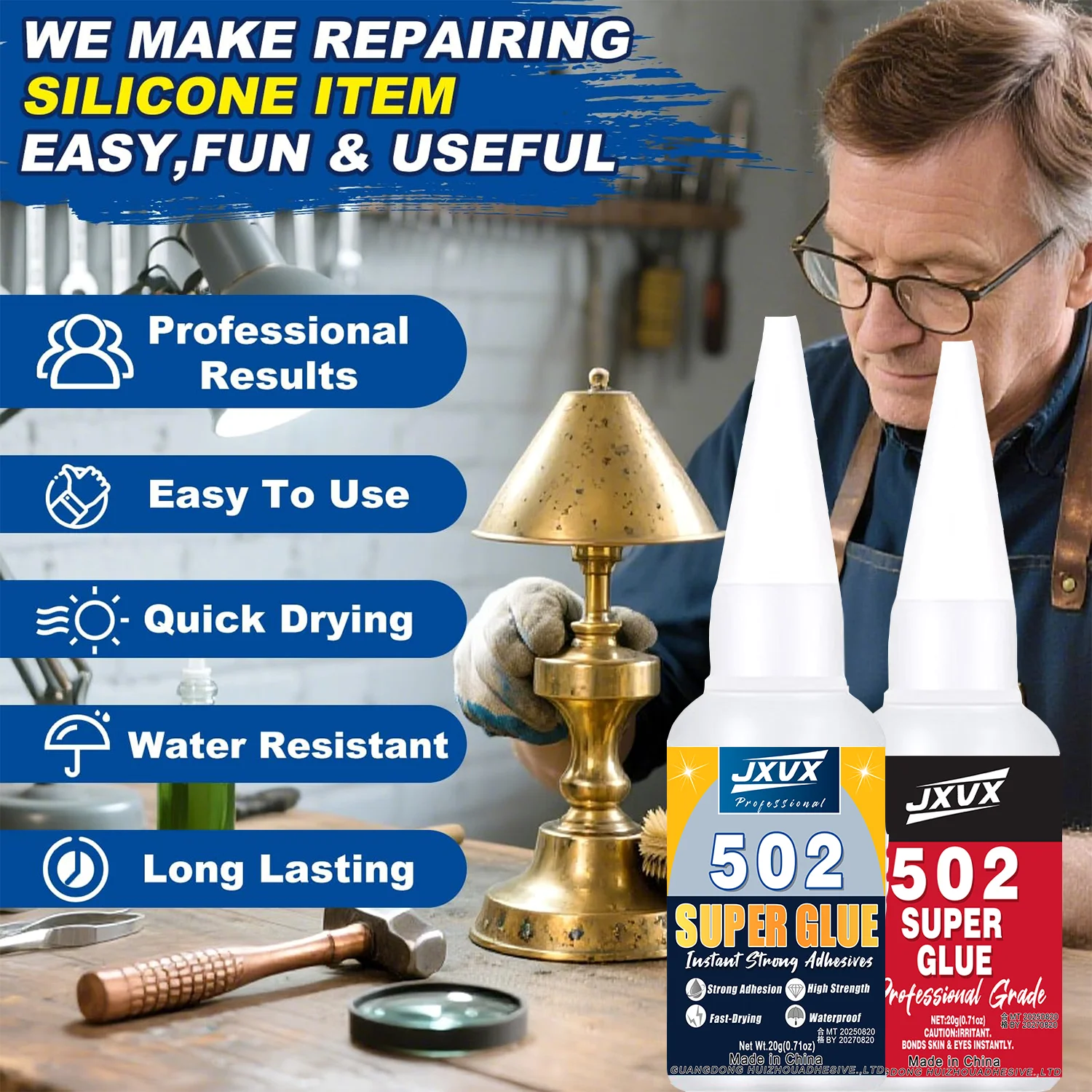 

Hot Sell1/3/5pcs 502 Super Glue Instant Quick-drying Cyanoacrylate Adhesive Leather Rubber Wood Metal Strong Bond Liquid Glue Tool