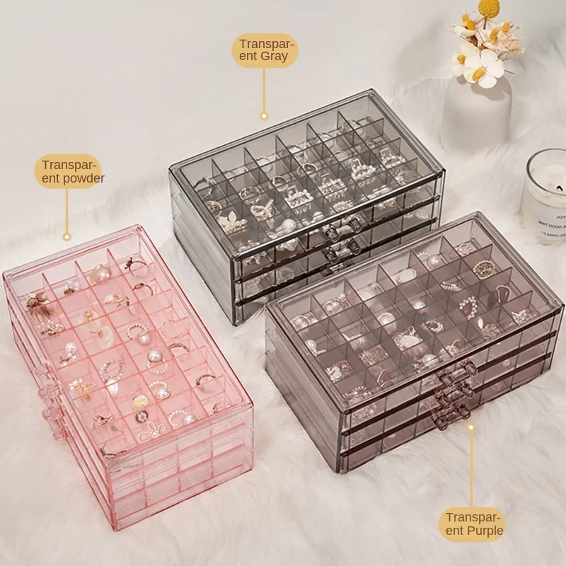 Jewelry Organizer Box Makeup Organizer Plastic Storage Container Desktop Organizer Dustproof Drawer Storage Box Sundries Box