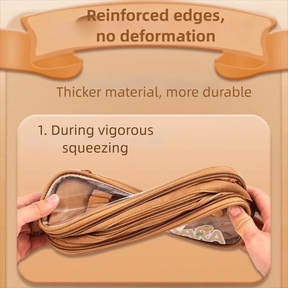 

Aesthetic Capybara Pencil Case Large Capacity Cute Panda Pencil Box Transparent Smooth Zipper Girls Stationery Pen Bag School