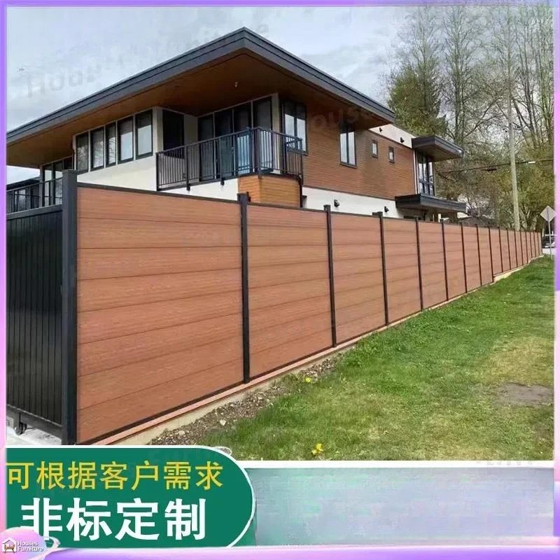 For WPC Fence Plastic Wood Composite Fencing Panels Anti Corrosion Garden Privacy Screen Villa Courtyard Decking Railing