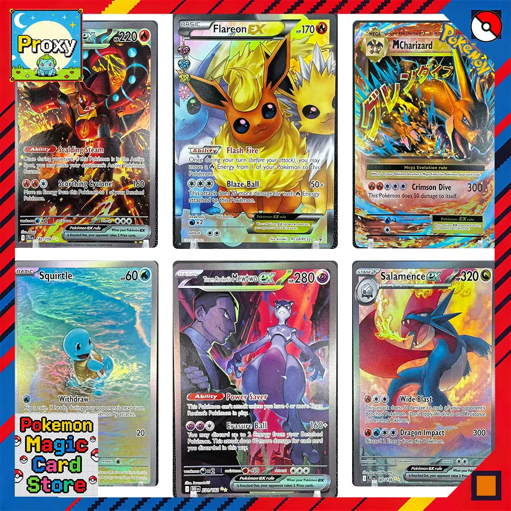 

Pokemon Proxy Cards Rainbow Cards Hops Zacian Gardevoir Garchomp Champions Salamence Volcanion PTCG Collection Board Games Gift