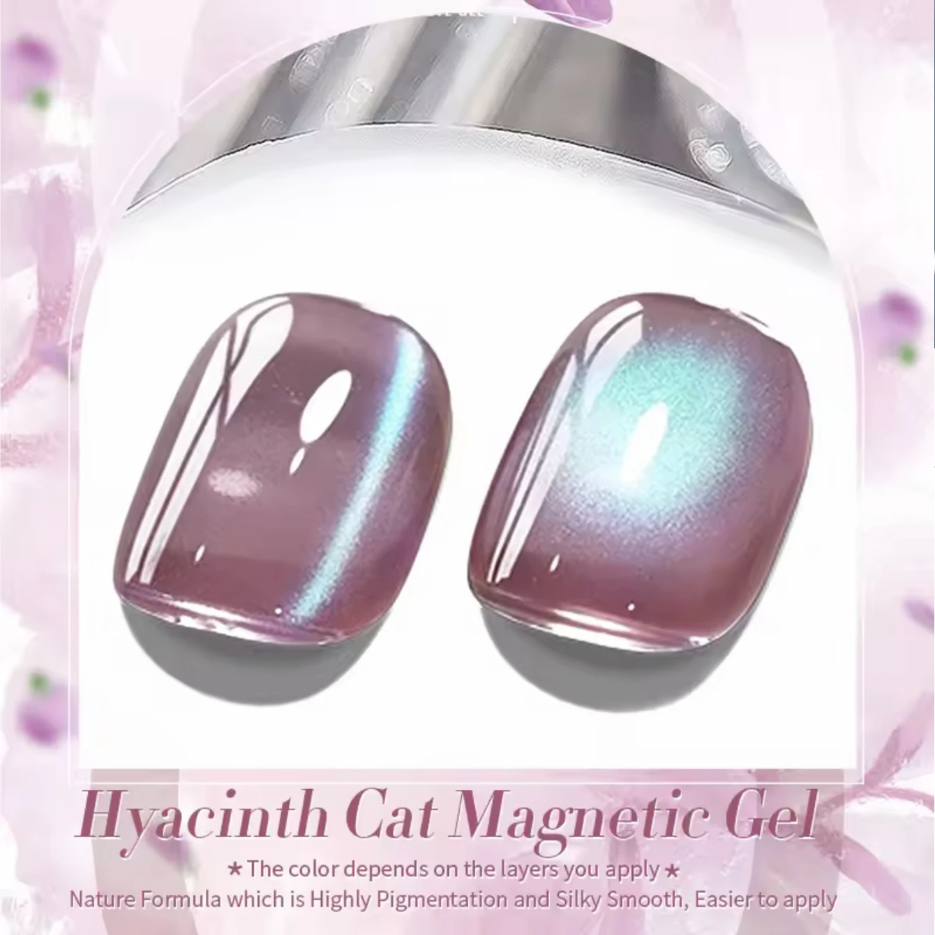 MIANEL 10ml Gel Effet Œil de Chat Violet Jacinthe, Vernis à Ongles Magnétique UV LED Effet Miroir Perles de Verre Brillantes, Tendance 2026