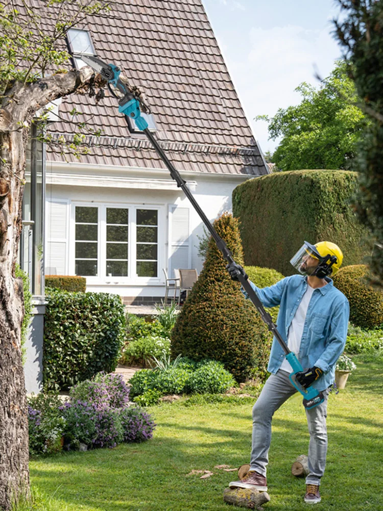 YOFIDRA 4-in-1 bürstenloser Hochleistungs-Teleskopstab, 8-Zoll-Kettensäge, Astschere, 32-mm-Schere, Garten- und Holzbearbeitungs-Astschere, Elektrowerkzeug für Makita 21V Akku.
