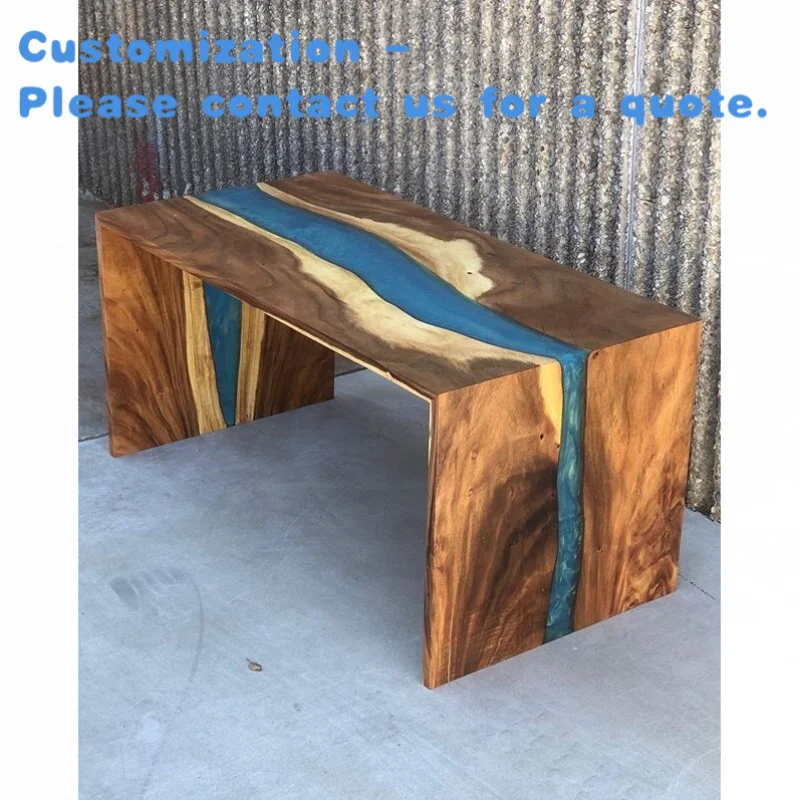 

custom.Luxury Customized Modern Design Handmade Dining Table Set Live Epoxy Resin River Table Kitchen & Living Room
