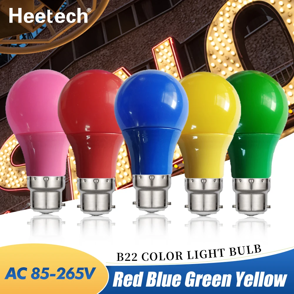 B22 Atmosphere Colorful LED Bulb Red Green Yellow Pink Purple AC110V 220V 230V 240V Festive Bar For Party Lighting 3W 7W 9W 12W