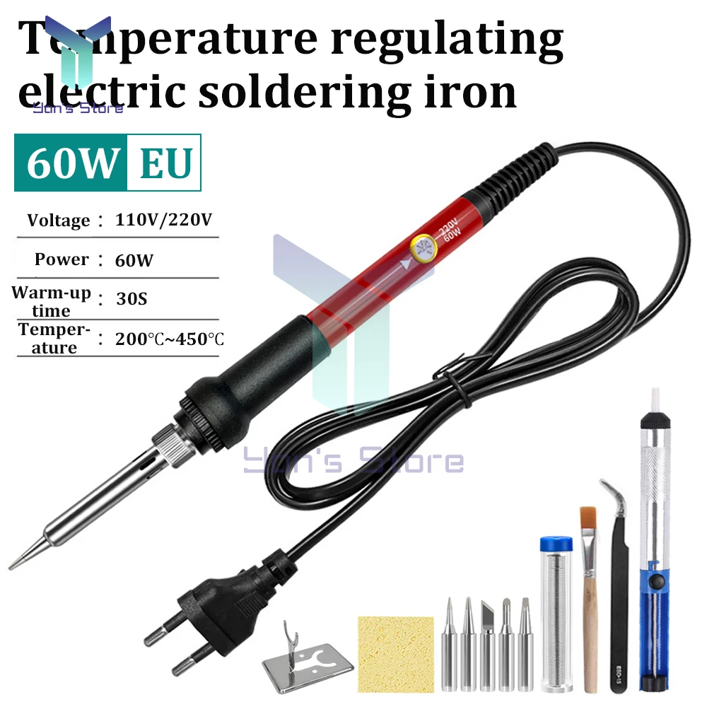 

1Pc 60W New Adjustable Temperature Electric Soldering Iron 220V Welding Solder Rework Station Heat Pencil Tips Repair Tools