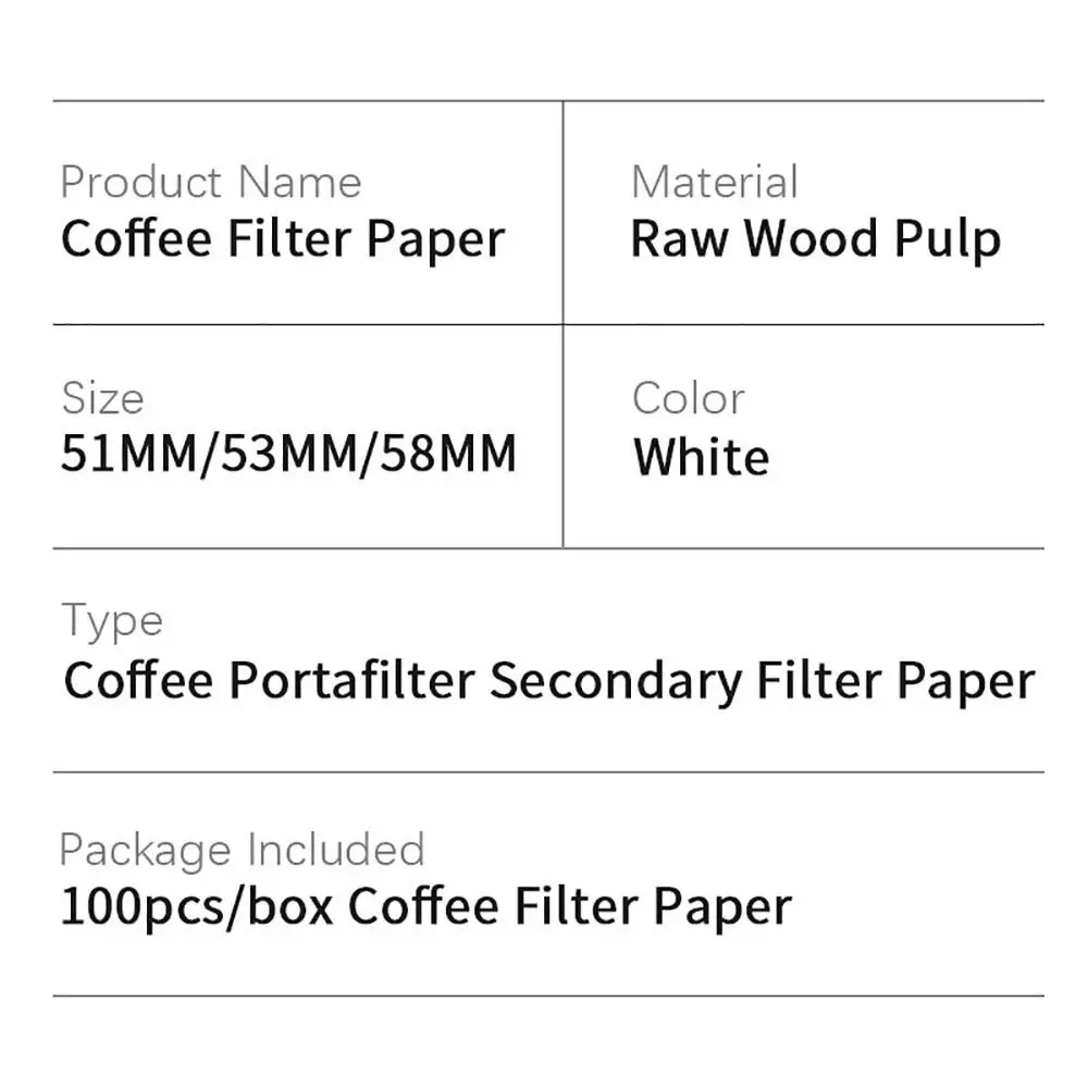 100Pcs 51/53/58mm Coffee Filter Paper Round Universal Water Filter Papers Disposable Espresso Portafilter Accessories