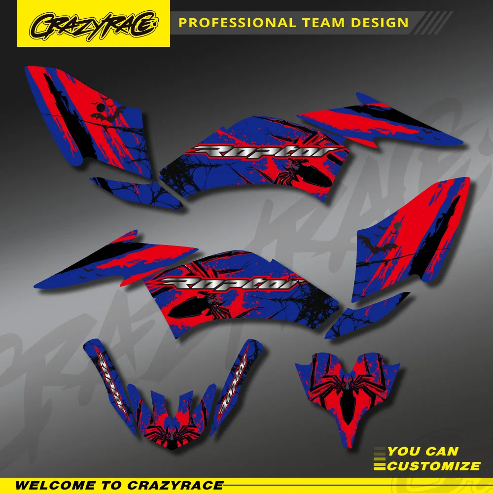

Motorcycle Background Graphic Sticker Decals Kit For Yamaha Raptor 125 250 ATV 2008 2009 2010 2011 2012 2013 Protector Customize