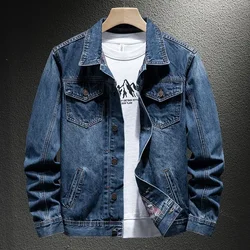 High Quality Loose Cowboy Coat for Men Autumn Denim Jackets Man Size L Original Menswear Washed Y2k Winter Outerwear Designer S