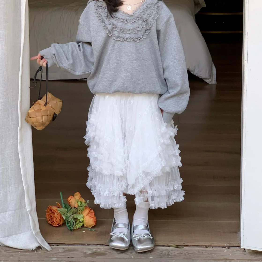 

Girls' Gauze Skirt 2025 Autumn New Children 2-7 Years Old Korean Version Skirt Children's Lace Skirt Cake