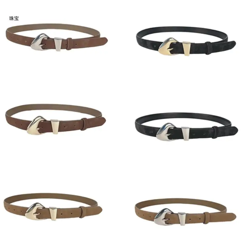 

X5QE Vintage Buckle Waist Belt Cool Punk Belt for Cowgirl Classical Belt