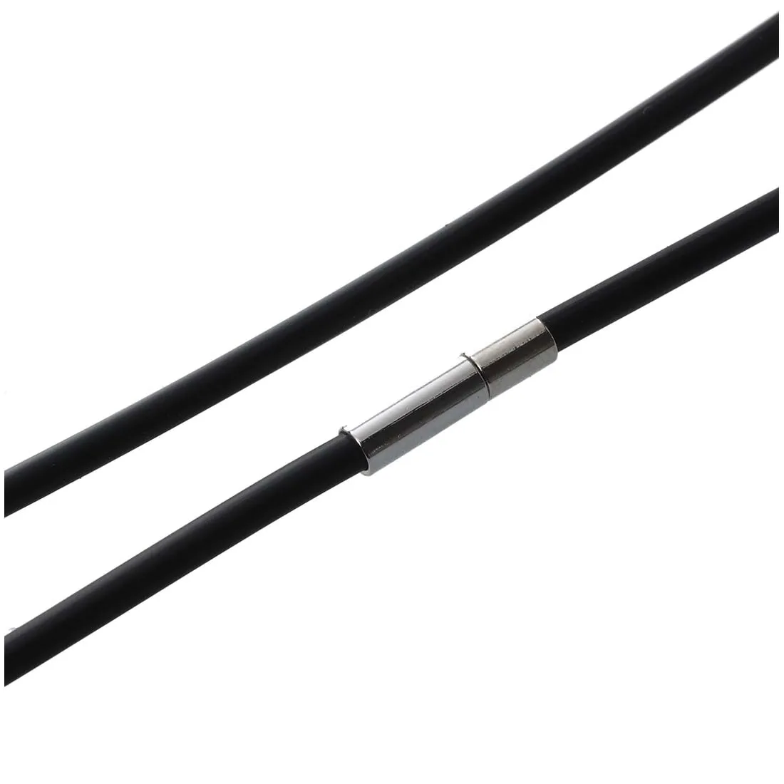 ABQR 19,75 Zoll 3 mm modische Gummikordel-Halskette mit Edelstahlverschluss – Schwarz
