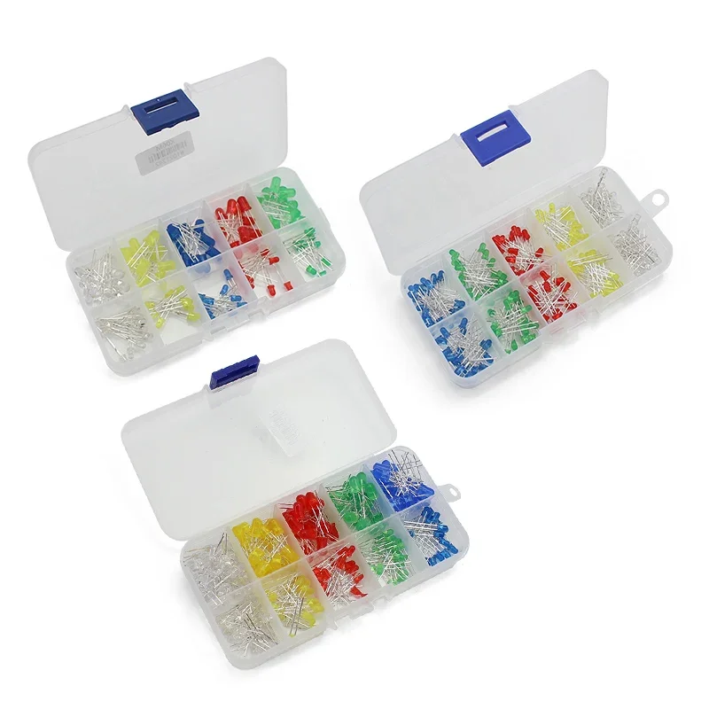 100-200pcs  LED Set Diode Led Kit Box 3MM 5MM F3 F5 Light Emitting Diode White Green Red Blue Yellow DIY Electronic kit