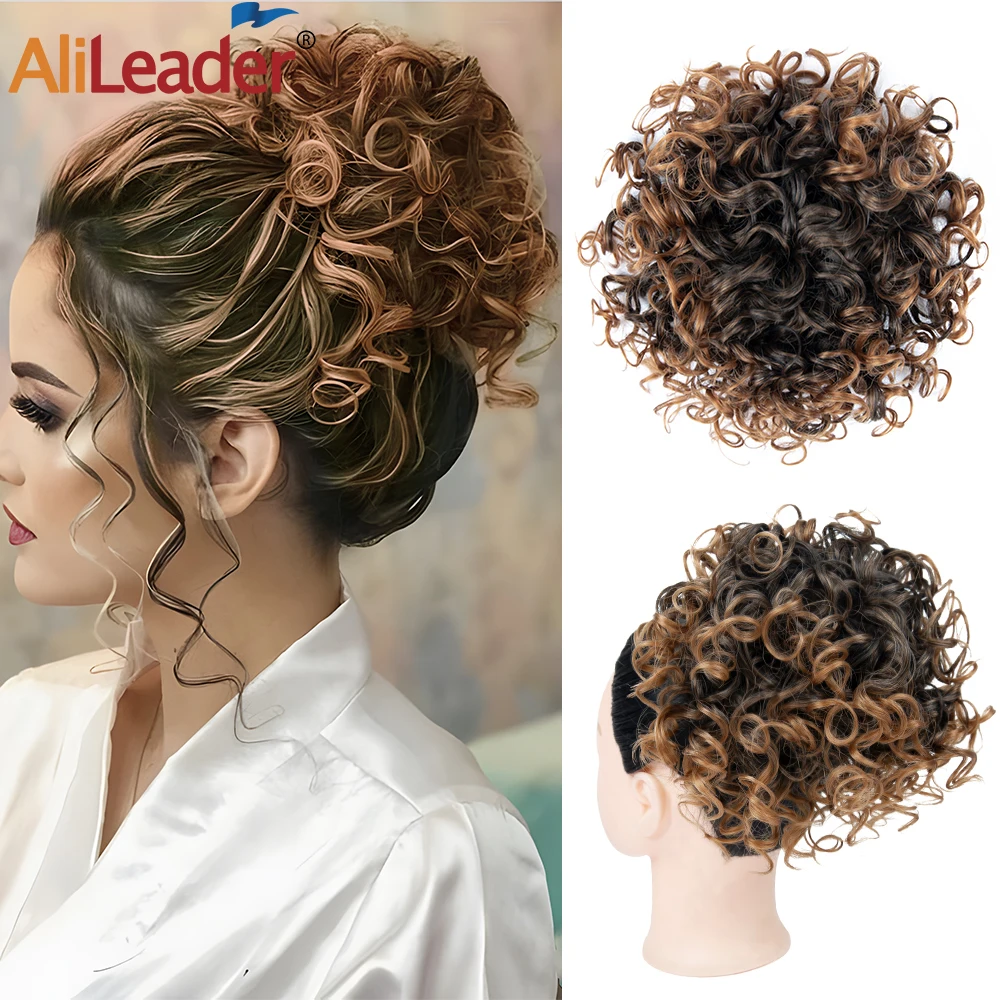 Synthetic Large Messy Hair Bun Hair Piece Elastic Drawstring Ponytail Loose Wave Curly Bun Scrunchie Tousled Updo Hair Extension