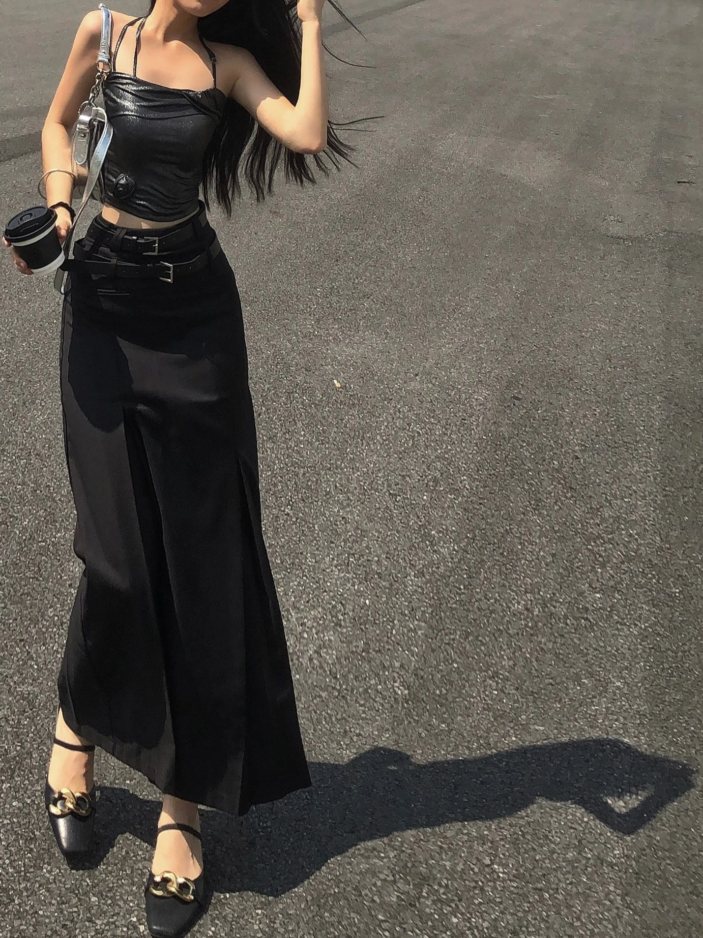 

Новая весенняя женская юбка-костюм средней длины больших размеров с двойными ремнями, асимметричным подолом, высокой талией и А-образным силуэтом