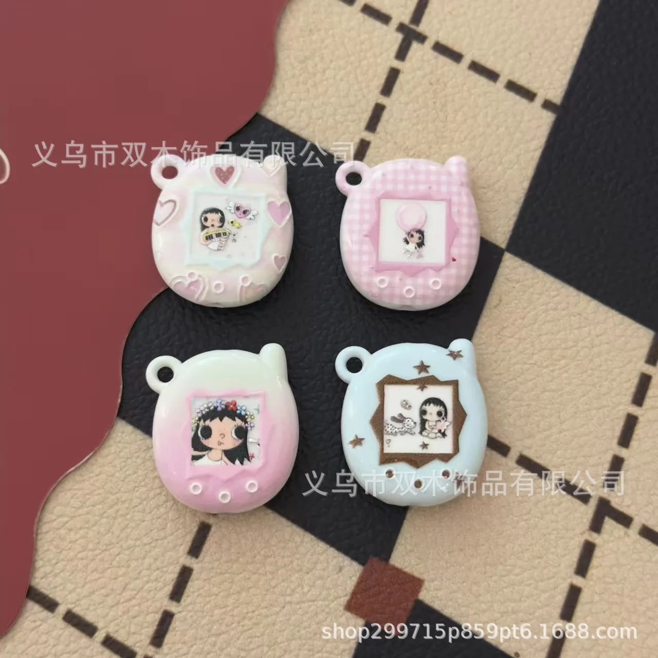 10pcs double-sided printed yuyu small game machine bead DIY mobile phone chain bag trailer hanging keychain accessories gift