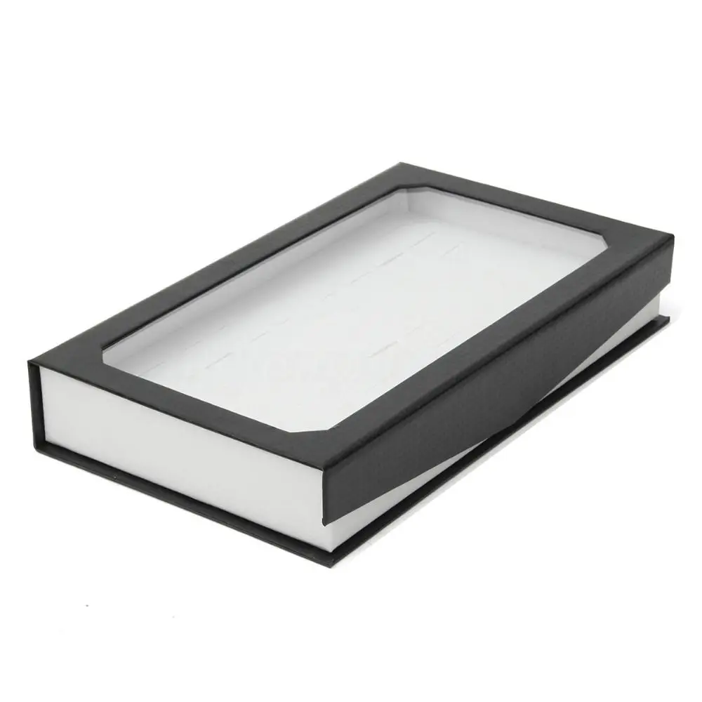 

72 Slots Ring Box with Transparent Cover Large Capacity Earrings Storage Case Flannel Exquisite Jewelry Display Box