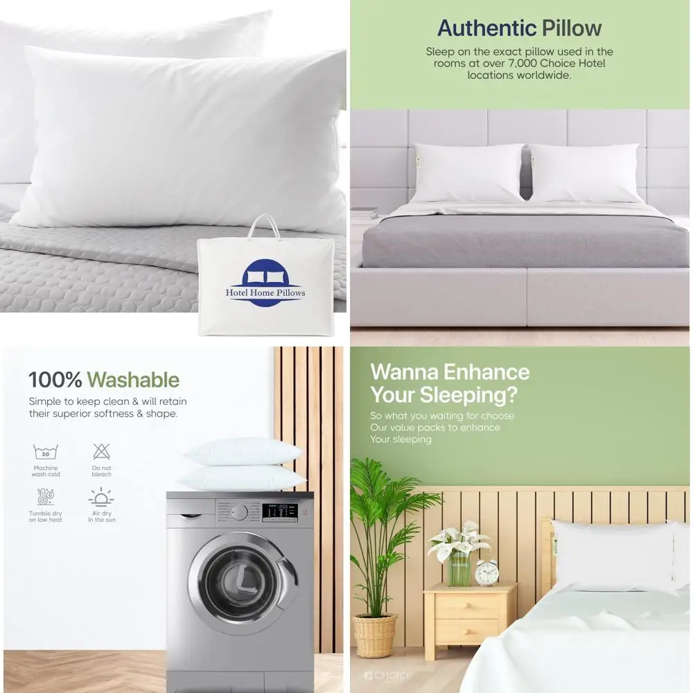 

Choice Hotels Luminesse Hypoallergenic Green Label Luxury Pillows, White, Standard - 2 Pack