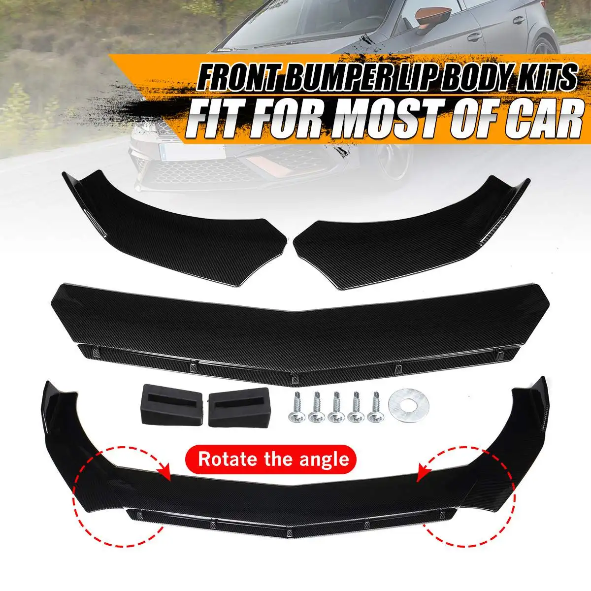 3X Front Bumper Splitter Lip Protector Spoiler Deflector Lips Universal For Ford FOCUS For Chery Tiggo8 Tiggo7 For Skoda Karoq