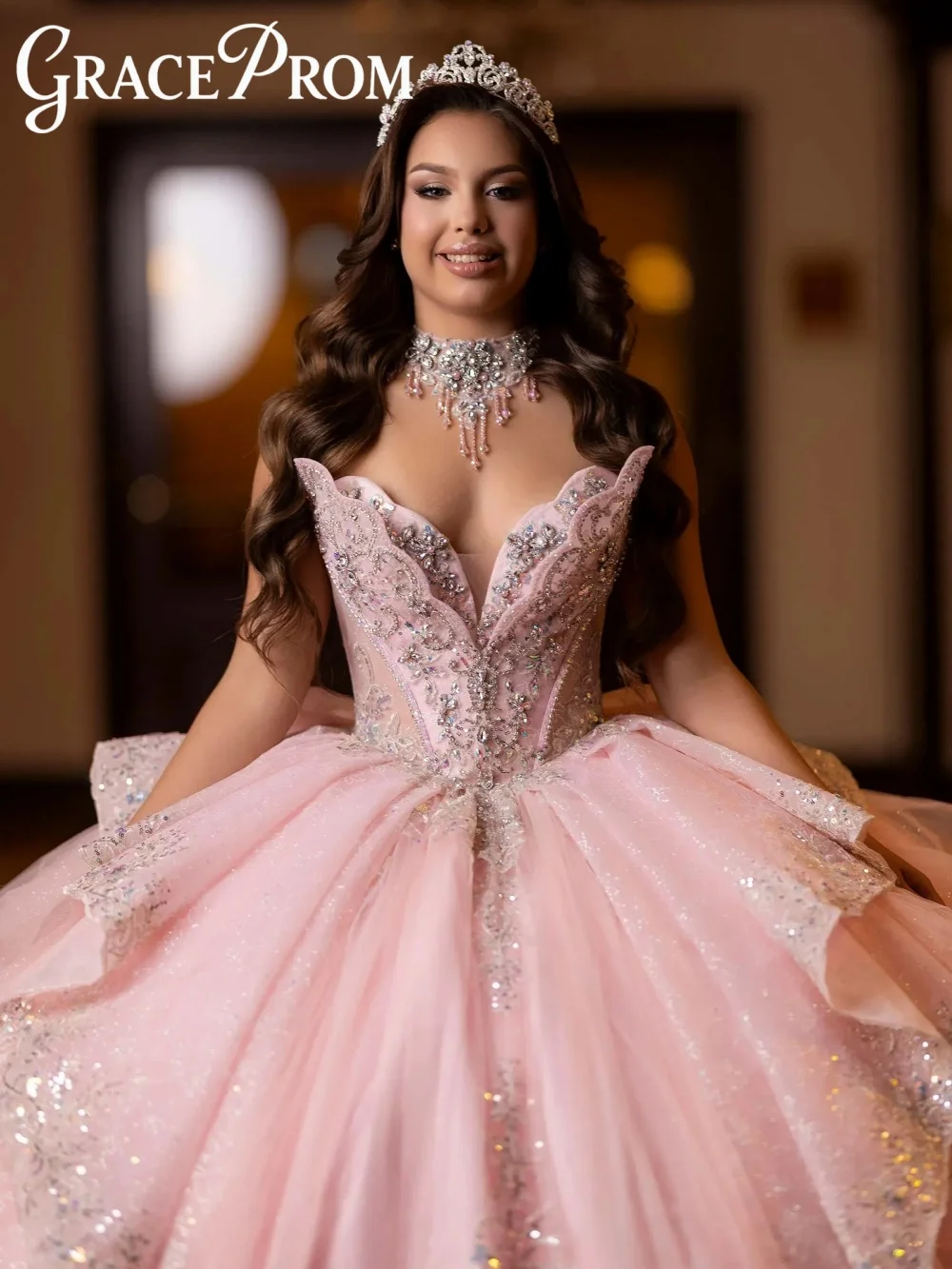 Encantador Vestido de Quinceañera con Escote Corazón, Elegante Vestido de Gala con Apliques Florales 3D y Pedrería, Vestidos de 15 Años