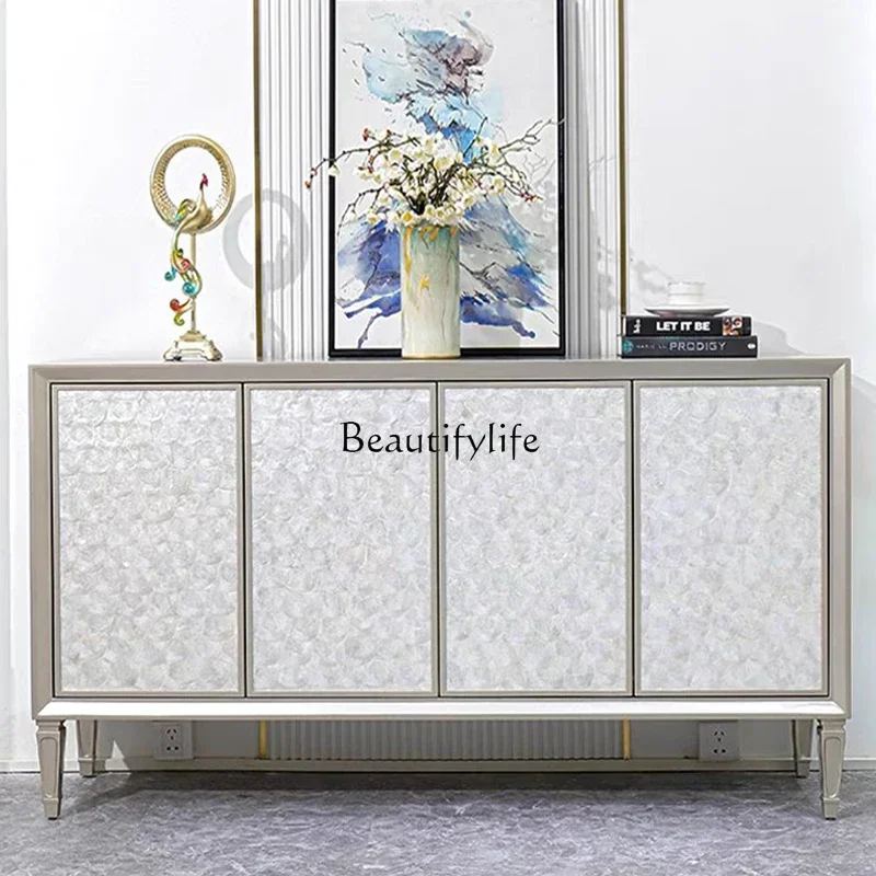 

01Creative model house entrance living room partition cabinet modern light luxury shell decoration dining side cabinet