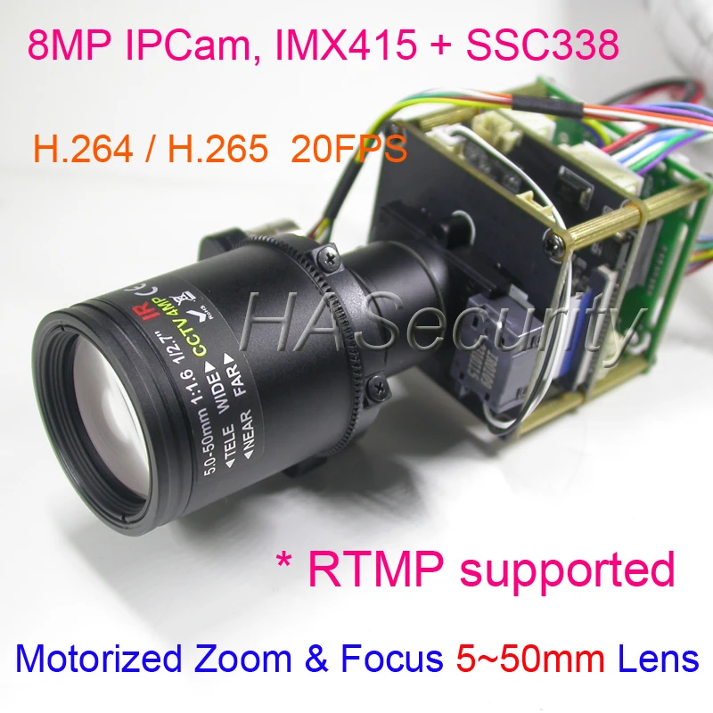 8MP IPCam 5-50mm Motorized Zoom & Focus 4MP Lens 1/2.8