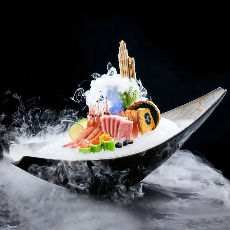 Creative Salmon Sashimi Plate Ice Tray For Seafood Presentation Deep Sea Fish Carving Display Japanese Style Tableware Hot