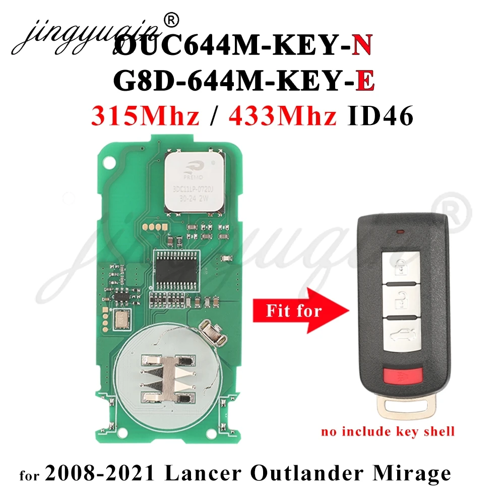 Keyless go Smart Remote Car Key Circuit Board PCB 315/434MHz ID46 for Mitsubishi Lancer Outlander ASX 2008-2020 OUC644M-KEY-N/E