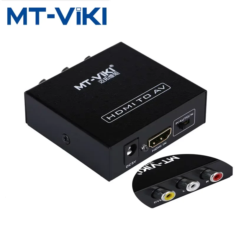 MT-Viki HDMI-compatibel naar AV-converter Digitaal naar analoog RCA-adapterbox Hoge kwaliteit met PAL NTSC-switcher