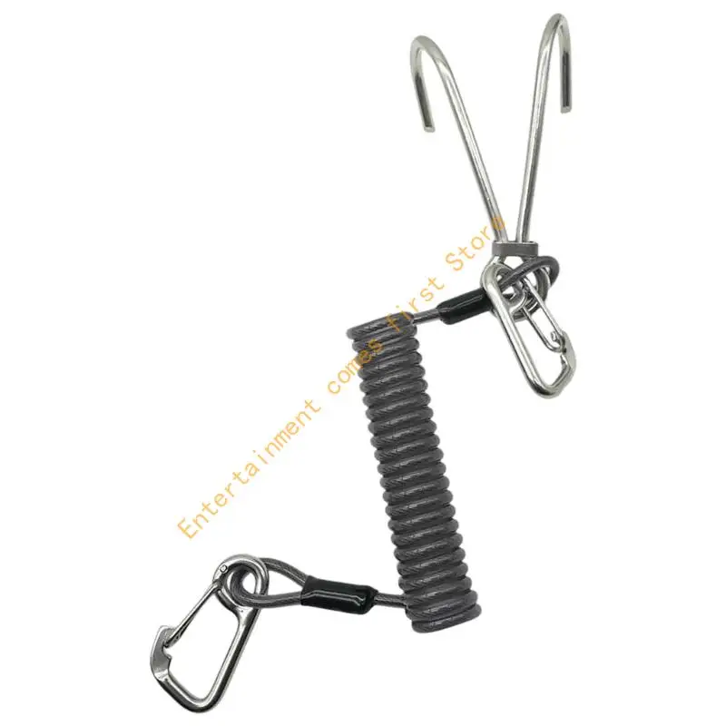 Double Hook Gear Hook with Spring Cord, Diving Current Hook Set for Underwater Accessory Control and Drift Work 55KD