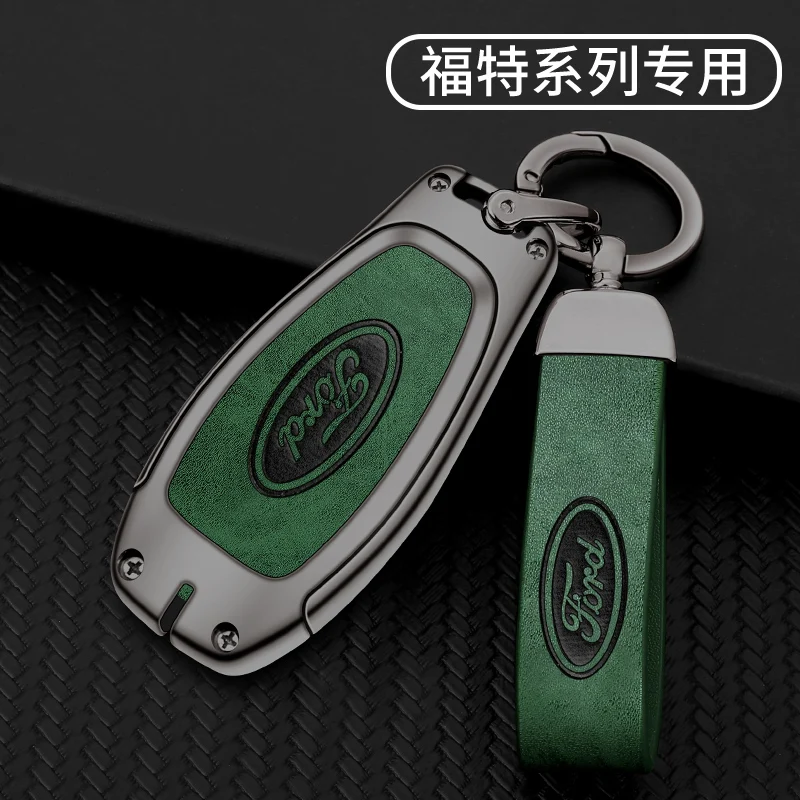 Leather Car Smart Key Case Cover Shell For Ford Focus 3 4 ST Mondeo MK3 MK4 Fiesta Fusion Kuga Ecosport Protect Fob Accessories