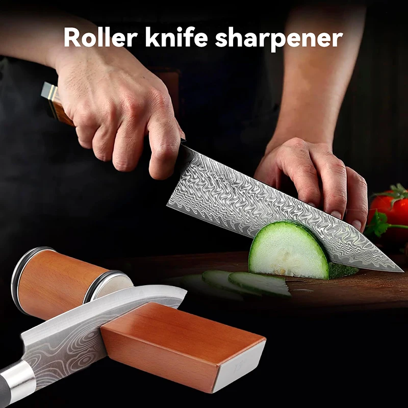 

New Rolling Knife Sharpener Double Sided Diamond Sharpening Stone 15_20° Degree Magnetic Angle Roller Sharpening for Kitchen