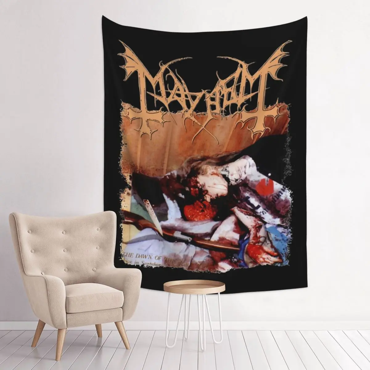 Rock Mayhem Band Vintage Punk Tapestry Wall Hanging Hippie Tapestry Death Metal Fantasy Throw Rug Blanket Room Decor Wall Cloth